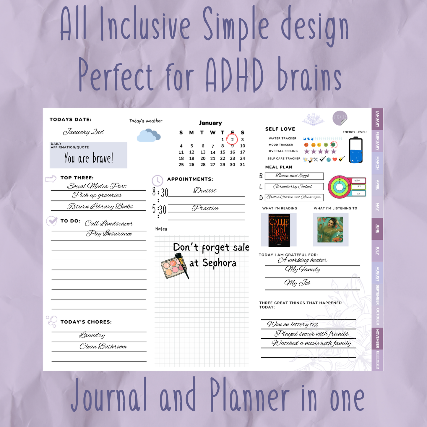 2026 Daily Digital Planner | ADHD Planner | All-In-One Digital Planner and Journal | iPad Planner for GoodNotes