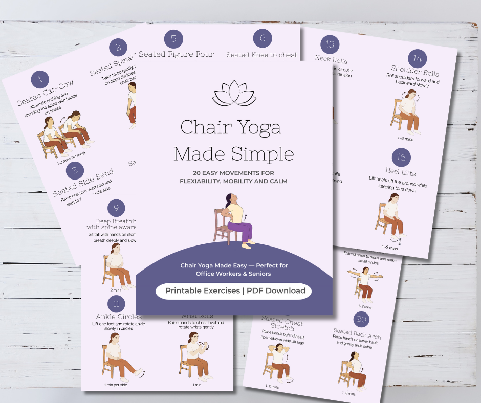 Chair yoga made simple  pages of a yoga book