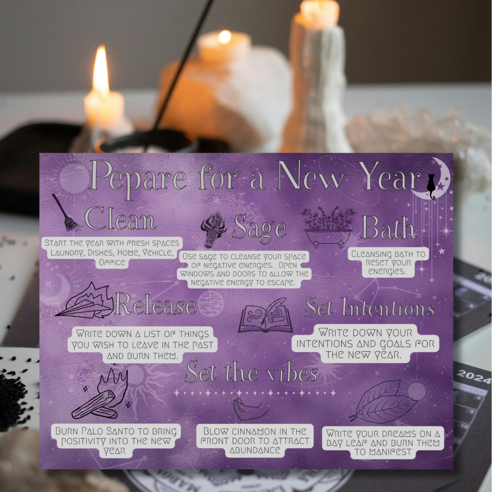 Candle Display with purple pdf prepare for a new year
