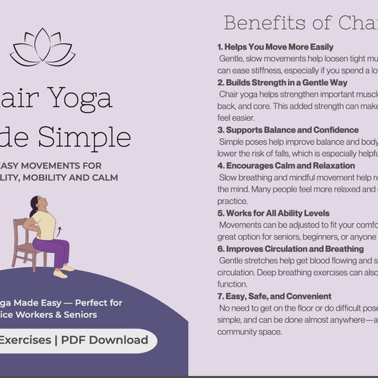 A sliding display of the pages of Chair Yoga Made Simple book