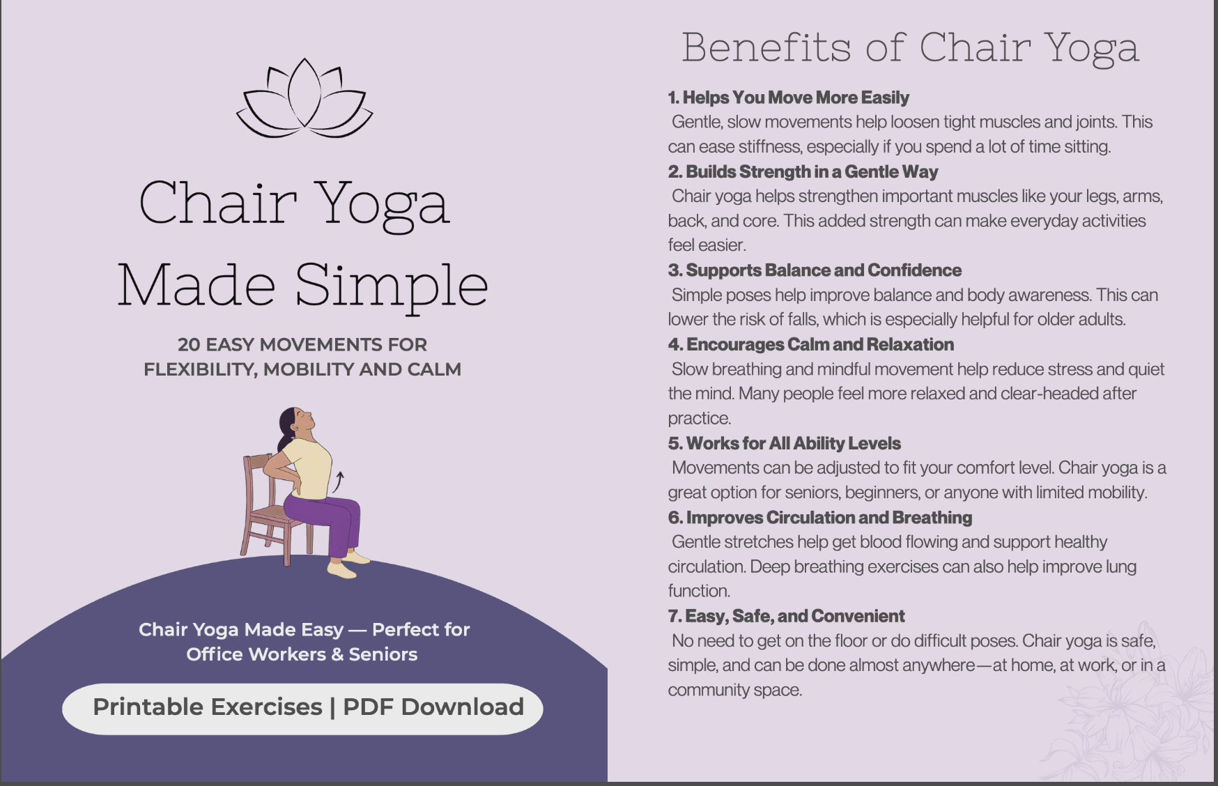 A sliding display of the pages of Chair Yoga Made Simple book