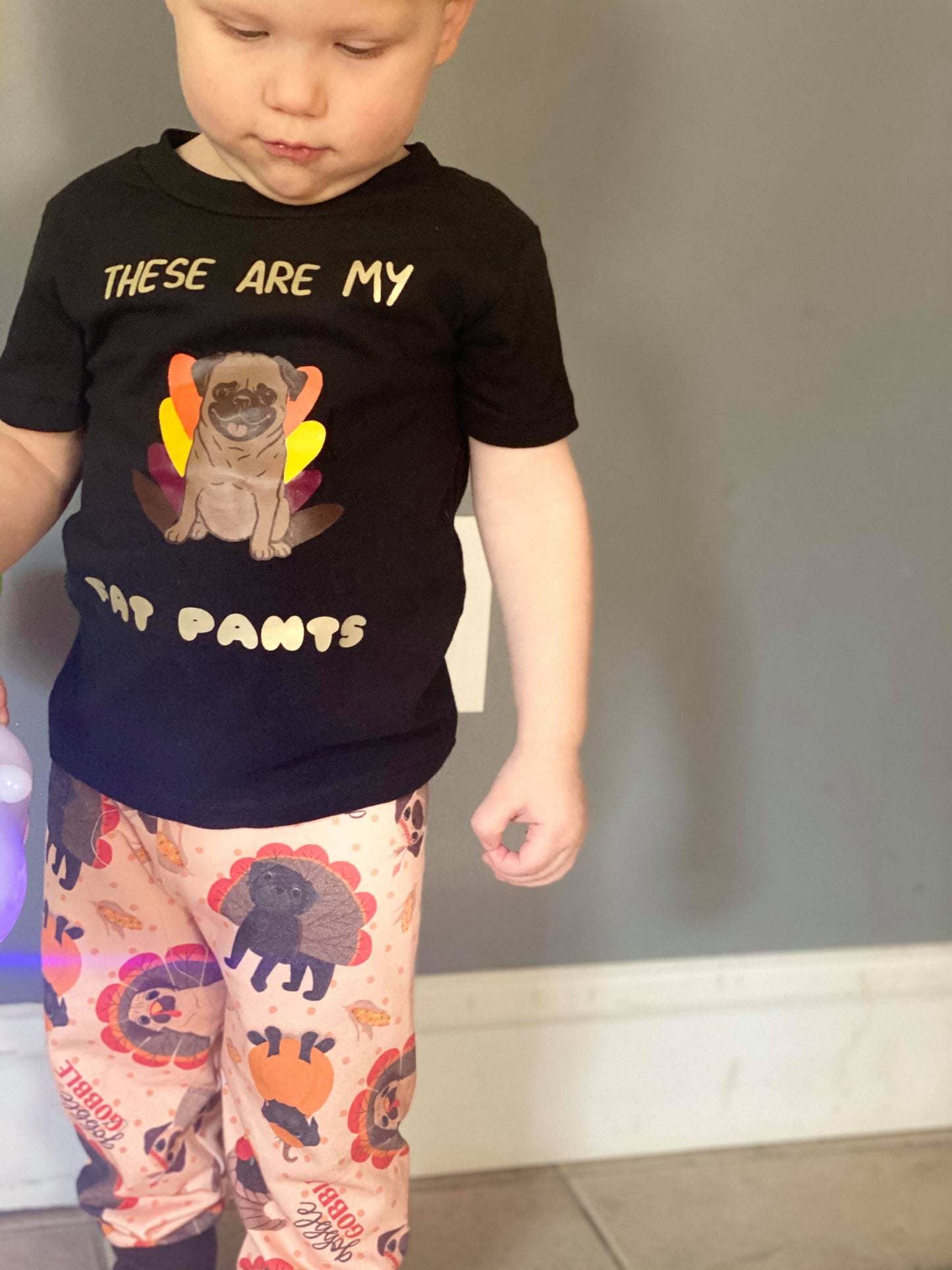 Kids Pug Turkey- These are my Fat Pants Thanksgiving Shirt
