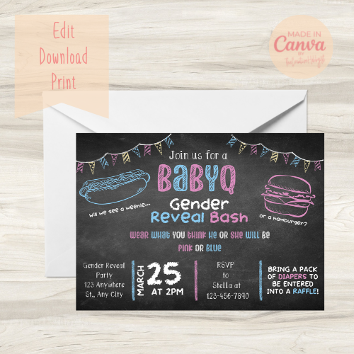 BaByQ Gender Reveal Invitation