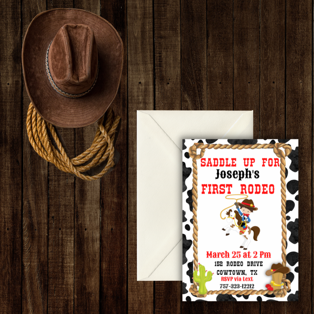 FIrst Rodeo birthday invitation