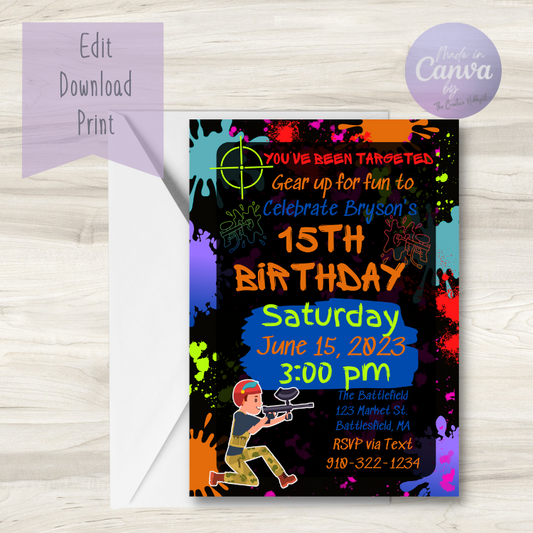 Paintball Birthday Invitation