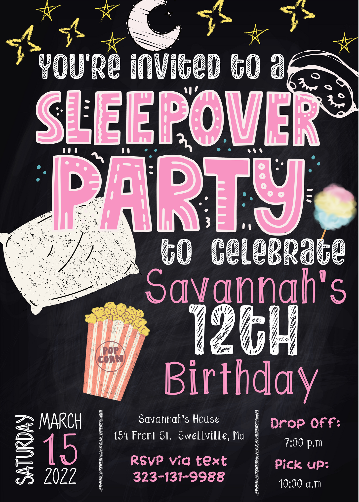 Sleepover Birthday Party Invitation
