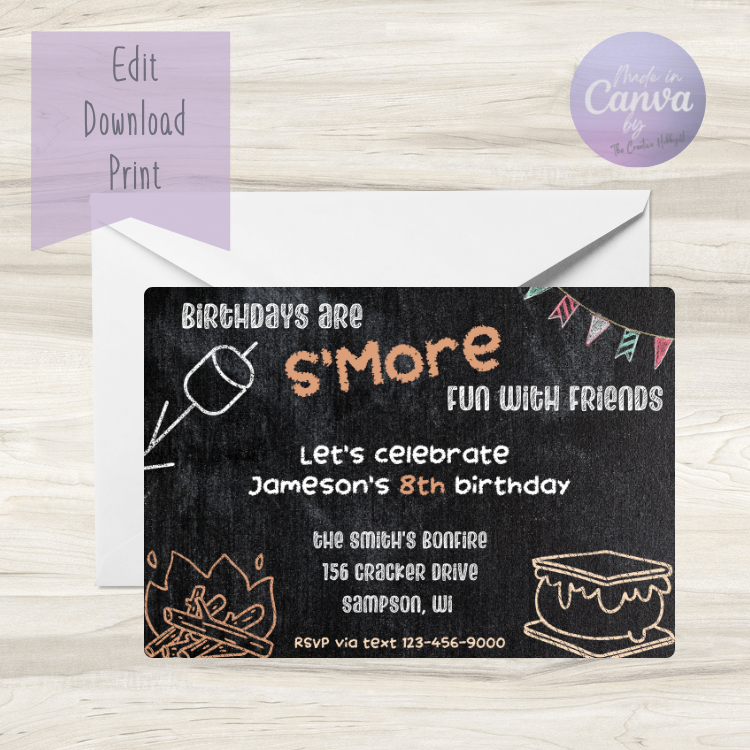 S'Mores Birthday Party Invitation Templates