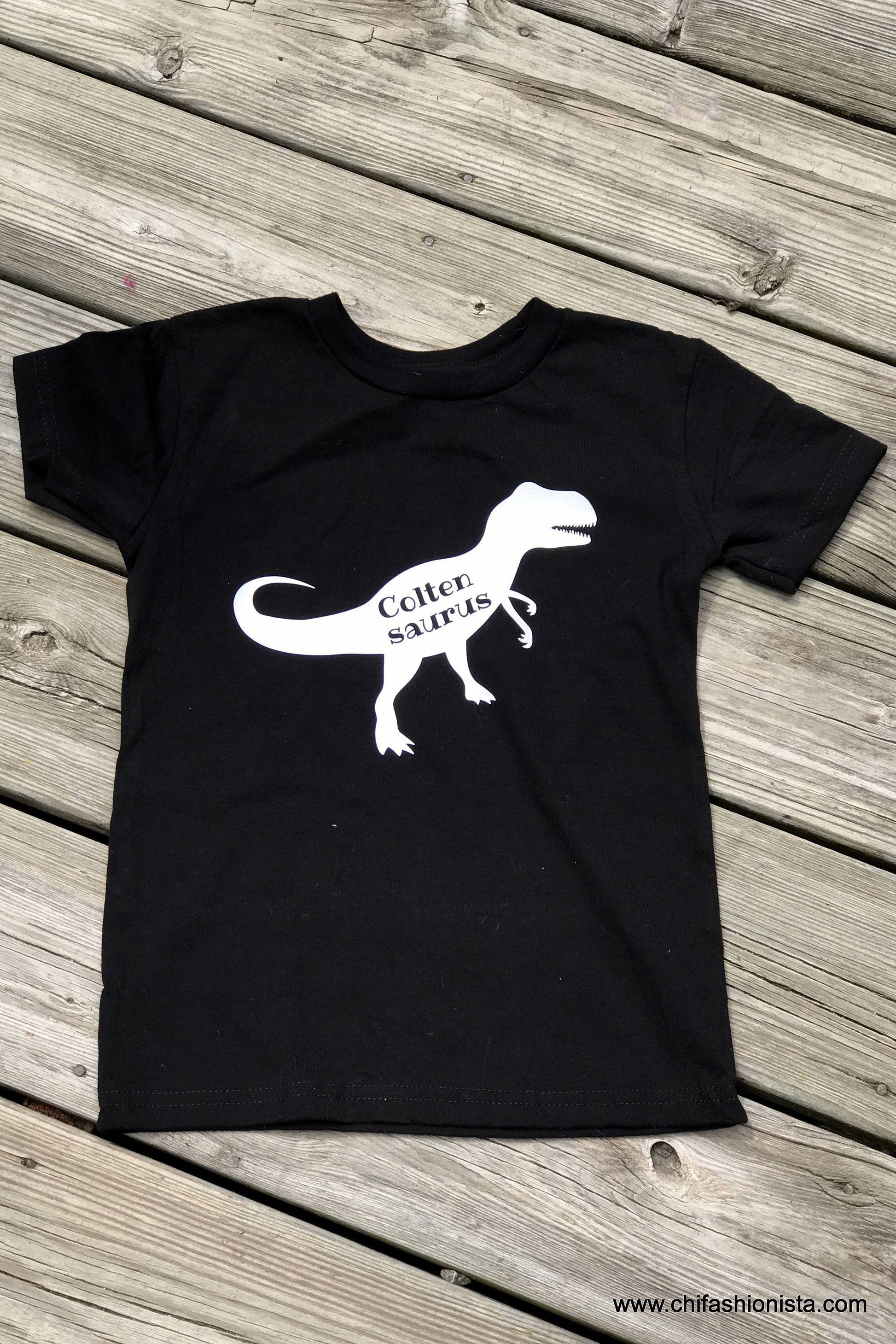 Handcrafted Children's Clothing, Clothing for Children and Parents, Dinosaur Name Shirt, chi-fashionista