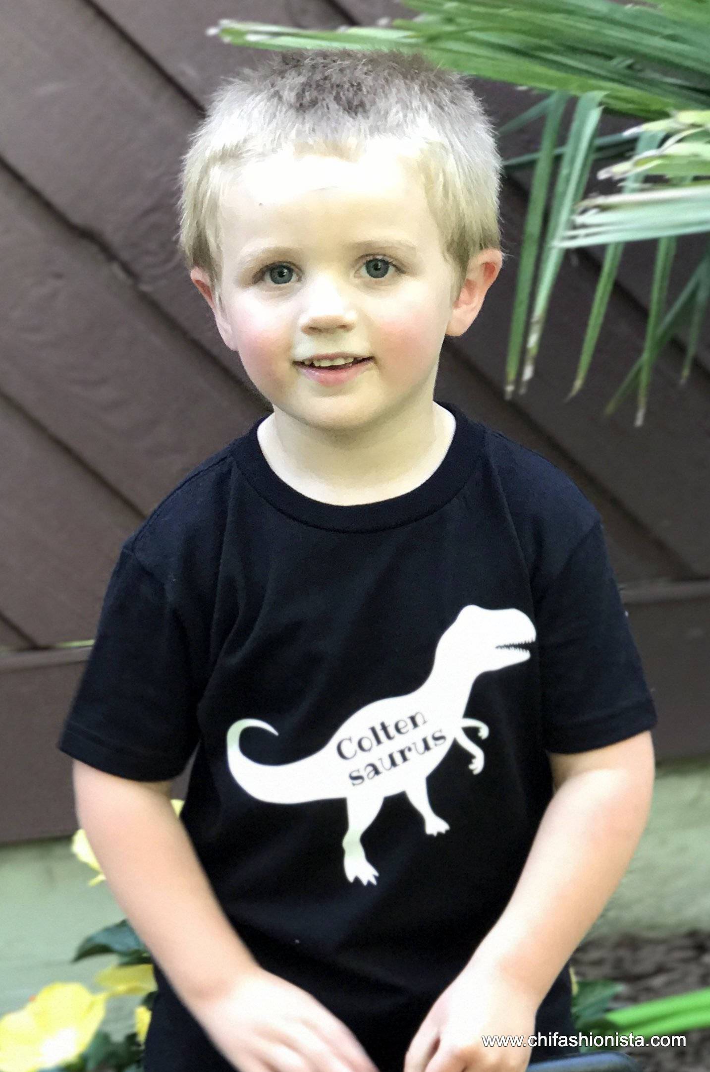 Handcrafted Children's Clothing, Clothing for Children and Parents, Dinosaur Name Shirt, chi-fashionista