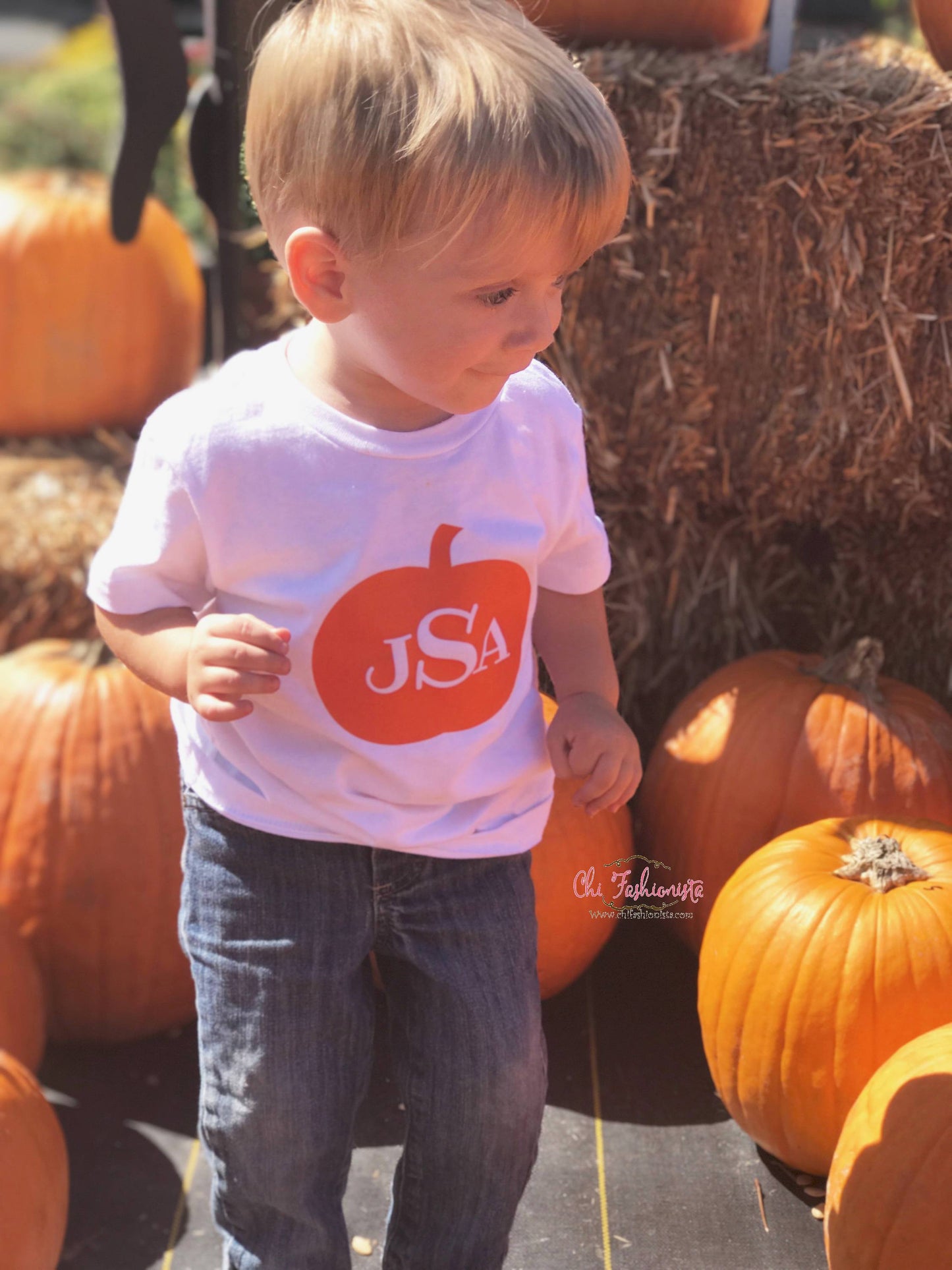 Handcrafted Children's Clothing, Clothing for Children and Parents, Monogrammed Pumpkin Shirt, chi-fashionista