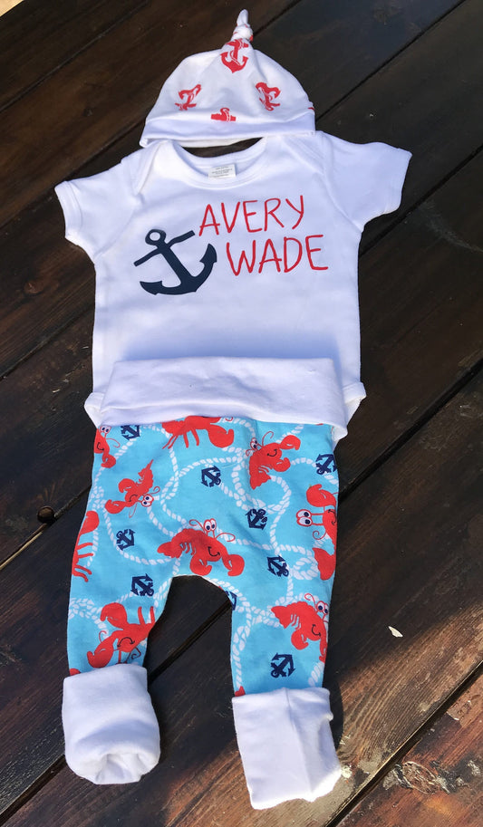 Handcrafted Children's Clothing, Clothing for Children and Parents, Nautical Birth Announcement-Baby Name Shirt, chi-fashionista